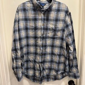 Grey, Blue, and White Plaid Flannel